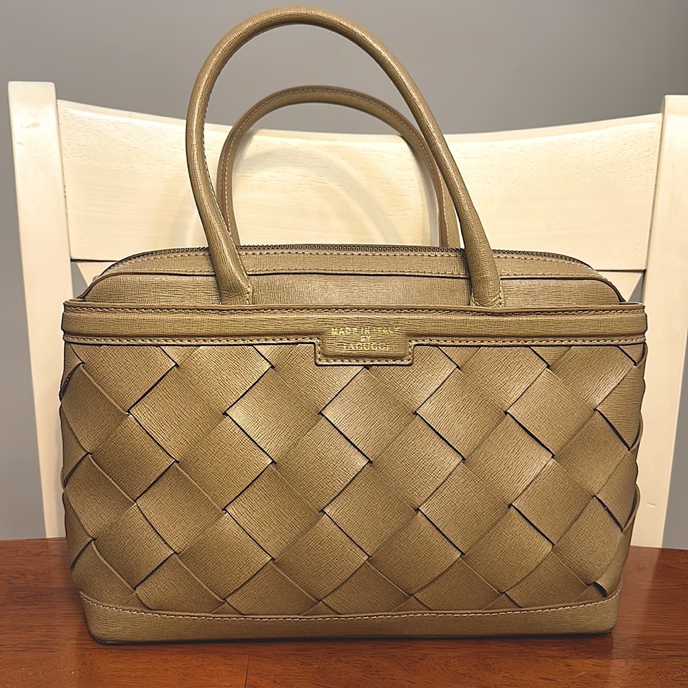 Iacucci Tan Leather Satchel Handbag Made In Italy